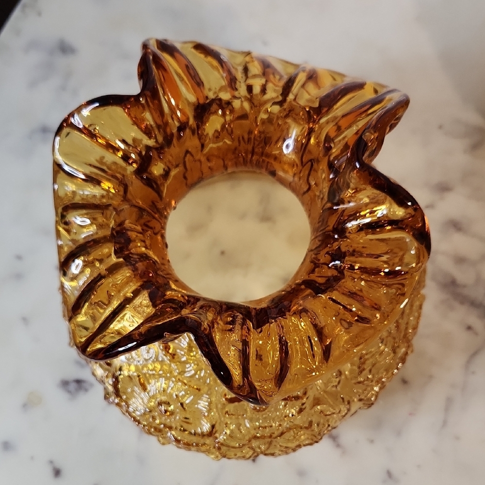 Fenton Poppy Amber Gold Glass Lamp Shade RARE - Picture 7 of 9